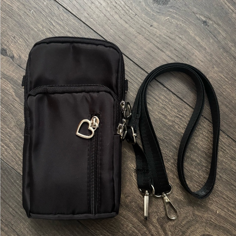 Black Cross Body Bag with Hearts